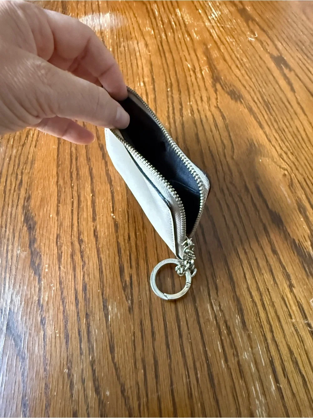 kate spade New York Cream Cardholder Keychain with Gold Logo